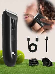 MIGUAN 男士电动理发器，黑色，USB充电式，配备500mAh电池，适用于腿部、手臂和胡须修剪 - 完美的节日礼物，理容修剪器 | 时尚理容 | USB充电，身体理容器 - 黑色 - 查看 2