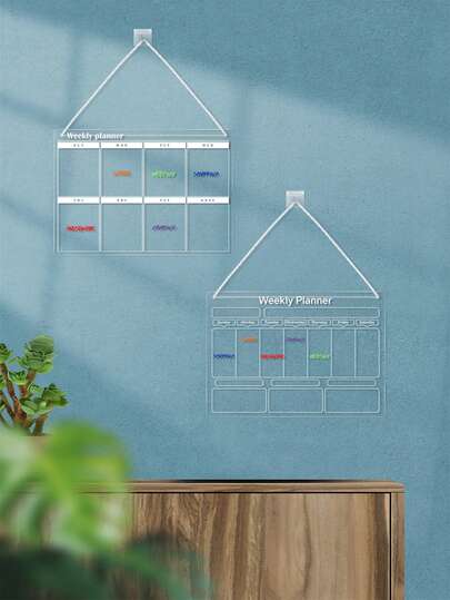 Miesięczny/tygodniowy planer z akrylową tablicą suchościeralną, wisząca tablica na notatki ze zmazywalnym markerem do miesięcznego/tygodniowego harmonogramu, planu posiłków, przypomnień