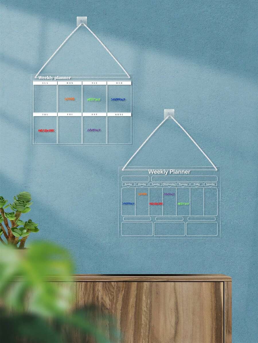 Acrylic Monthly/Weekly Planner Whiteboard, Hanging Memo Board With Erasable Marker For Monthly/Weekly Schedule, Meal Plan, Reminders, Cork Board, Pin Board, Vision Board - Suspended Acrylic Sheet - View 1