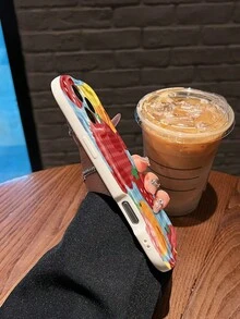 Frutas y estrellas de colores sobre fondo a cuadros. Esta elegante funda es compatible con Samsung, Apple, OPPO, , etc. Fabricada en TPU flexible, resistente a golpes y arañazos, ofrece una excelente protección contra caídas y un agarre cómodo. Es un regalo ideal para familiares, amigos y seres queridos, ideal para festivales, San Valentín y artículos de . - Blanco - Ver 5