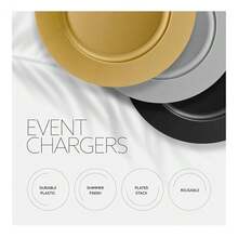 13'' Party Chargers Large Plates & Platters Great For Elegant Party's Weddings Tableware Great For Serving Dish Gold Pack Of 12 - 金色 - 查看 6