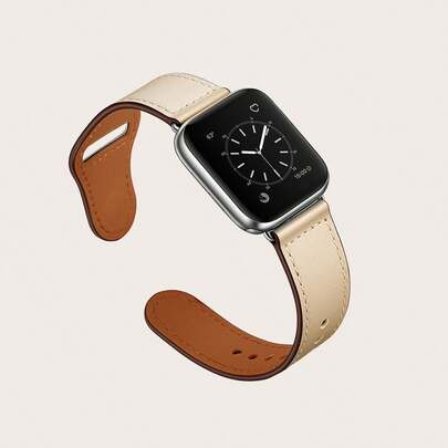 1条兼容苹果手表的表带，时尚休闲商务运动风格，柔软舒适，采用表扣设计，佩戴方便，复古皮革材质，兼容苹果手表系列1/2/3/4/5/6/SE/7/8/Ultra，38mm/40mm/41mm/42mm/44mm/45mm/49mm智能手表配件，男女皆宜的复古皮革表带，是新年、情人节的理想礼物。