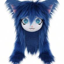 1件猫咪毛绒头饰，毛绒动物头饰，毛绒动物吉祥物角色扮演头盔，动漫展览，万圣节服装道具 - Cat Furry Head Mask - 查看 8