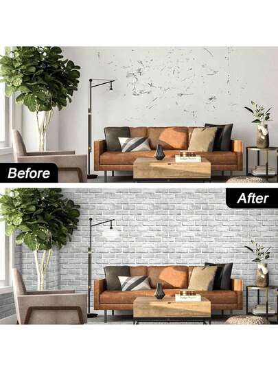 1 Roll Of White Brick Pattern Wallpaper, Ready To Peel And Paste Wallpaper Tiles, White And Gray Removable Wallpaper, Ready To Peel And Paste Self-Adhesive Imitation Tiles, Suitable For Bedroom Splash-Proof Board, Laundry Room Decoration Wall, Home Decoration Paper
