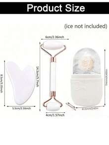 3pcs Ice Massage Roller Set - Facial Cooling Massage Roller Kit, Facial Massage Tool, Silicone Ice Massage Roller, Rose Quartz Roller Massager With Gua Sha Board, For Relieving Facial And Eye Puffiness, Face Massager, Contour Shaping, Skin Care And Glow, Suitable For Eyes, Neck And Face, Ice Massage Roller Mold Cube - Skincare Tools. Summer Ice Massage Products, Office Supplies, Study Supplies, Travel Essentials. - 白色 - 查看 7