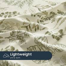 Botanical Bed Sheets, 4Piece Sheet Set, Floral Shabby Chic Leaves Pattern Printed Coquette Vintage Aesthetic Bedding, Deep Pocket, Olive Green, Queen Size - QueenOliveGreen - View 1