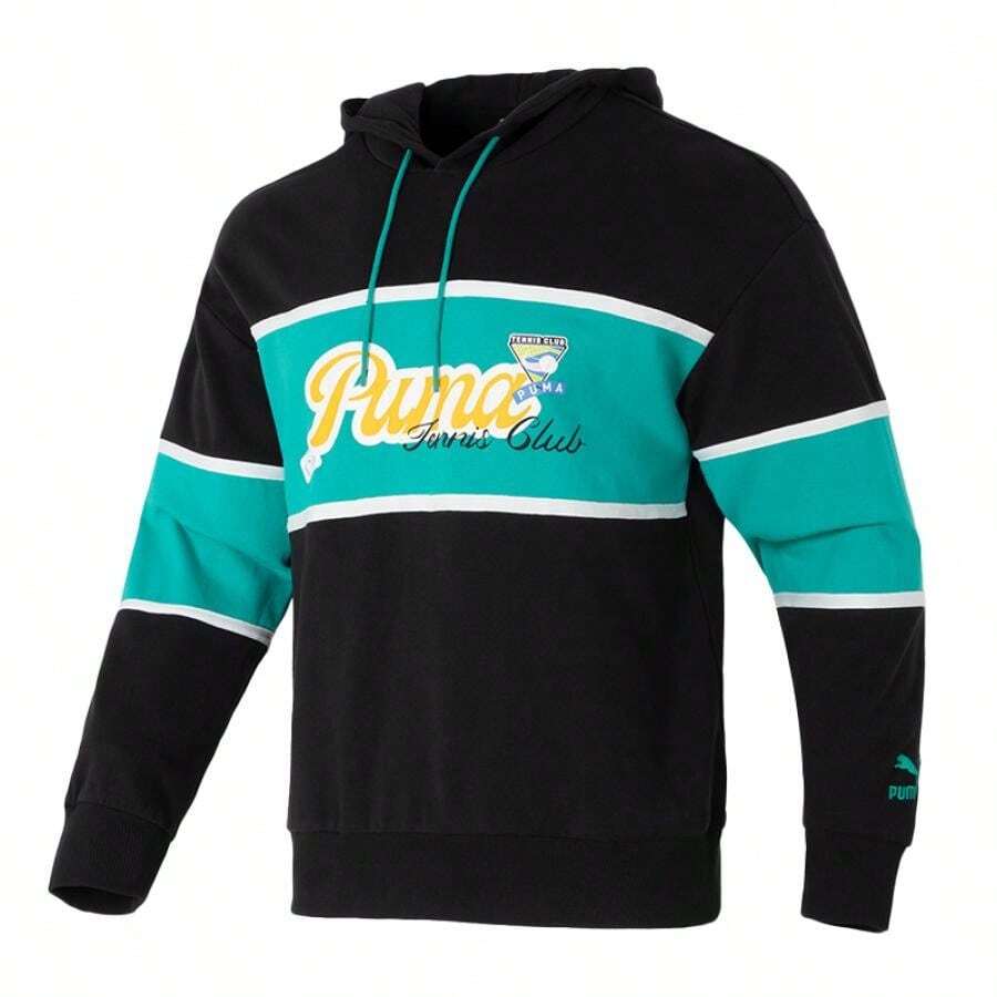 男女通用柔软连帽卫衣 - 抓绒内衬，PUMA TEAM JP 条纹卫衣 TR，柔软舒适的休闲运动卫衣 625800-01 - 黑色 - 查看 1