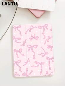 1个闪亮蝴蝶结图案平板电脑保护套，三折支架保护壳，兼容10.2英寸/11英寸（2020/2021款）、（A16）11英寸第11代（2025款）、第9/10代、Air 4代（10.9英寸）、Galaxy Tab S6 Lite 10.4英寸等型号，防摔，带笔槽，支持睡眠/唤醒功能，浪漫情人节礼物 - 彩色 - 查看 4