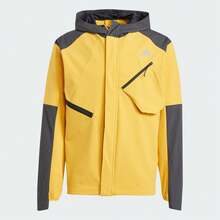 Adidas 男士秋冬戶外運動休閒保暖內裡梭織連帽夾克 IL1968 - 黃色/灰色 - 查看 1