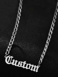 Personalized Simple Custom Necklace For Men And Women, Silver Chain Necklaces Customized Letter Name Pendants, Hip-Hop Style Jewelry, Multi-Font Selection For Anniversaries, For Valentine's Day, For Mother's Day, For Weddings, For Daily Wear, For Birthdays Valentines, Back To School, School Gift, For Office, For School, For Classroom, For Teacher Gifts, For University, For Colleague, For Dorm Rooms, For Teenagers, Junior High School Students, College Students, Customized Fashion Word Necklaces, Chic Autumn,Delicate Romance - 彩色 - 查看 5