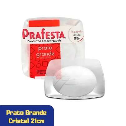 Kit Com 10, 30, 50 Ou 100 Prato Acrílico Quadrado Grande De Festa 21cm 10UN Cor Cristal