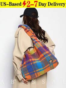 Y2K Retro Plush Faux Fur Shoulder Bag - Pink Leopard Print Fashion Statement Piece, Convertible Top Handle Crossbody Bag For Women,Y2K Aesthetic Fuzzy Leopard Handbag | Compact Spacious Underarm Shoulder Bag Taupe Brown - Everyday Essential ,New Arrival Hollow Out Totes Bags For Women Large Capacity Straw Woven Handbag Shoulder Bag Vintage Travel Beach Bag Shopping Pack Beach Bag School Bag, Back To School Backpack, Large Capacity, Laptop Compartment, Luggage Strap Design, Portable, Classic Suitable For Teen Girls Women Perfect For Back To School, First Day Of School, Middle School, High School, Outdoor The Christmas Season, Christmas Market Bag [US Local Warehouse] - Nhiều màu - Xem 1