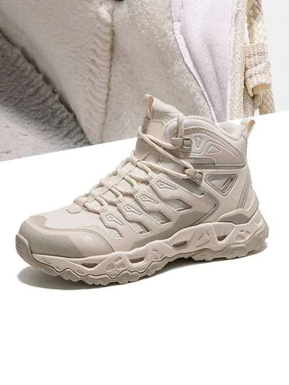 CAMEL CROWN Giày leo núi ngoài trời bền chắc lót lông cừu dành cho nữ, giày đi bộ đường dài giữ ấm, giày thể thao đế dày cho mùa đông