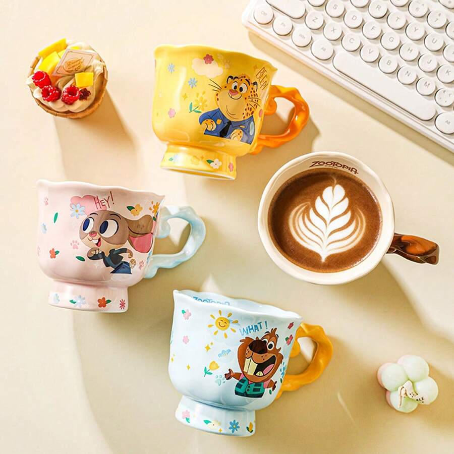 Disney Cốc sứ Zootopia 12oz dùng đựng súp, kem, ngũ cốc, cháo yến mạch | Cốc cà phê espresso, cà phê có caffeine, đồ uống | Vật dụng dễ thương cho gia đình và nhà bếp - Nhiều màu - Xem 1