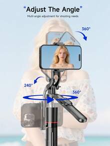 AXNEN 170厘米自拍杆旅行三脚架，平衡稳定，360°旋转拍摄自拍杆三脚架，带无线遥控快门、可拆卸手机支架，多功能可伸缩手机三脚架，兼容所有手机，适用于手机自拍、视频录制、Vlog、直播等。 - 彩色 - 查看 4