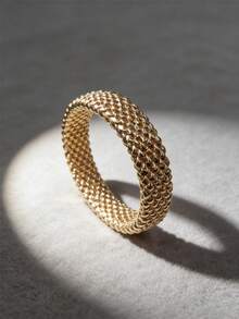 1pc Handmade Elastic Wide Metal Bracelet, Suitable For Daily Wear Or Party, Can Be Used As A Gift - Yellow Gold - View 5