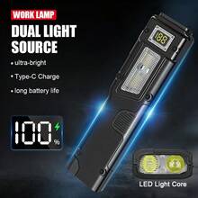 1pc Type-C Rechargeable High-Lumen Flashlight | Built-In Lithium Battery, 6 Lighting Modes, Reliable - Pen Clip Light - View 3