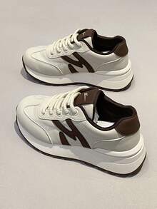 1双女士厚底鞋，真皮鞋面，轻便，适合春秋季穿着，可用于旅行、跑步、休闲、步行等场合。 - 米棕 - 查看 3