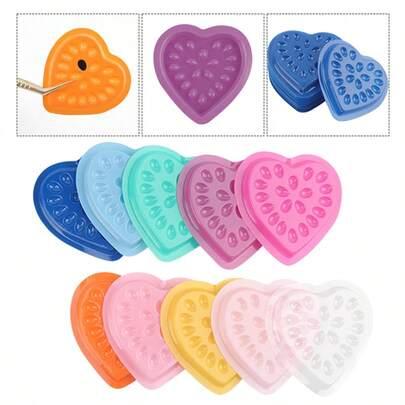 MyAoKuE-Up 100 Pcs/Package: Mascara Glue Pads, Heart-Shaped Disposable Mascara Glue Trays, Tattoo Ink Pigment Storage Tools, Extension Tools For False Eyelashes