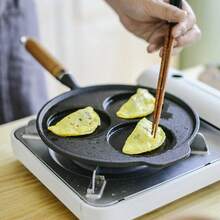 Living And Home 3-Hole Cast Iron Frying Pan,Kitchen Pot Pan For Stove - Black - View 4