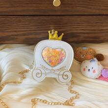 1pc Carriage Shaped Glitter Shoulder Bag, Zipper Closure, Lightweight, Crossbody Bag, Suitable For Ramadan - A - View 11