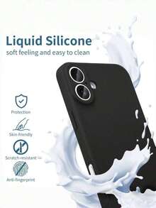 黑色硅胶防震防指纹手机壳，兼容 16/15/14/13/12 Pro Max、17 Pro Max、17 Pro等型号，适合作为送给女朋友的礼物 - 黑色 - 查看 2