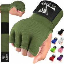 Vendas de Gel Boxeo, Guantes Interiores para Hombre y Mujer, Correa de muñeca de 80 cm, Soporte Acolchado para Nudillos, Vendas sin Dedos para Entrenamiento de MMA - VERDE02 - Ver 2