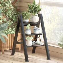 3 Step Ladder Folding Heavy Duty Aluminium Outdoor Indoor Lightweight Step Stool - Negro - Ver 6