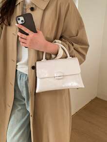 Casual Fashion Flap Handbag, Simple Tote Bag, Minimalist Women's Versatile Crossbody Bag, Elegant Purse, Spring 2026 - White - View 1
