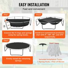 Replacement Trampoline Mat, Jumping Mat Fits 12ft Frame, Universal Jumping Mat For 12ft Round Trampoline, Reinforce UV-Resistant Mat With Spring Tool & Durable V-Rings, Fit 5.5" Spring Length - 12" Length, 5.5-inch Diameter - View 5