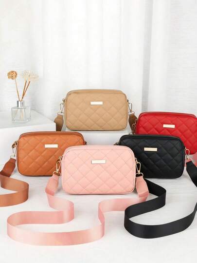 1 pieza Bolso bandolera acolchado de moda para niña, con correa desmontable, bolso bandolera clásico, gran regalo