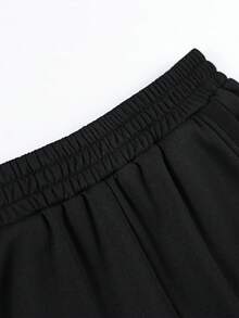 1 pieza Pantalones cortos de verano de unicolor hasta la rodilla para niños preadolescentes para deportes al aire libre - Negro - Ver 4