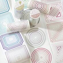 Endless Frame Thick Ink And Paper Decorative Tape, Minimalist Hollow Circle And Square Stickers, Suitable For Bullet Journaling, DIY Albums, School, Holidays, Ramadan Decoration - B - View 2