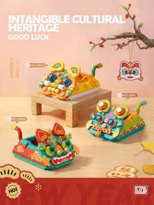 LOZ 400pcs/420pcs Traditional Chinese Culture Tiger Head Shoe Building Blocks Set, Qilin Assembling Blocks Model Toy, Lucky Blocks, Collectible Souvenir, Best Holiday & Birthday Gift - Multicolor - View 2