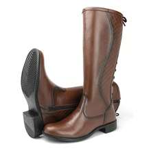 Women's Elegant Riding Boot, High Shaft, Lace-Up, Side Zipper, Soft And Comfortable, New Winter Collection - 鏽棕色 - 查看 5