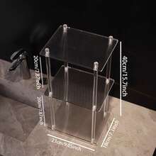 1PC Transparent Acrylic Layered Bathroom Shelf Easy To Assemble Countertop Holder For Makeup Skincare Organization Space-Saving - Transparent - View 12