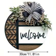 Luxury Fashion Welcome Wreath Decoration - All Season Door Decor, Faux Wood Plastic Wreath, Suitable As Housewarming Gift, Easy To Hang On Door, Perfect Housewarming Present - Multicolor - View 3