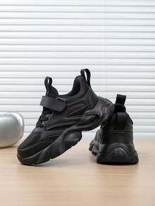 1 Pair All-Season Kids' Shoes, Colorblock Patchwork, Comfortable, Versatile, Lightweight, Outdoor Sports, Fashion Casual Running Shoes For Girls And Boys - Black - View 8