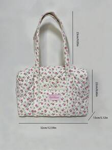 Túi tote du lịch ngắn ngày dung tích lớn, túi đeo vai họa tiết hoa nhí, túi đeo vai cỡ lớn, túi xách có khóa kéo lót bông, phù hợp cho phụ nữ và bé gái, nhiều lựa chọn màu sắc. - Hồng - Xem 4