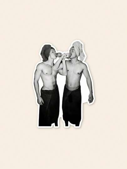 Heated Rivalry Inspired Photo Sticker - Shane & Ilya "After Shower" Aesthetic Decal, Viral BookTok Hockey Romance Merch For Kindle, Laptop & Phone Case