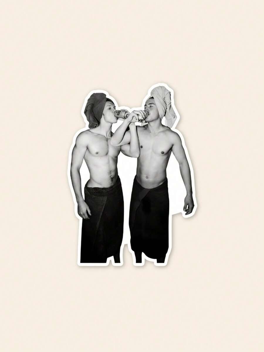 激情对决主题照片贴纸 - Shane & Ilya “沐浴后” 唯美贴纸，热门 BookTok 冰球爱情周边，适用于 Kindle、笔记本电脑和手机壳 - 彩色 - 查看 1