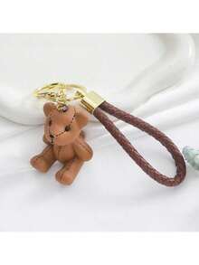 1pc Resin Plush Bear Keychain Pendant Ornament Keyring Creative Accessory - Multicolor - View 11