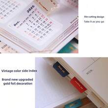 2 Sheets 2025.10-2027.1 Calendar Gold Foil Index Stickers, 16 Month, Waterproof, Self Stick, Bookmark, Planner Calendar Stickers For Scrapbooking - Calendar Stickers - View 7