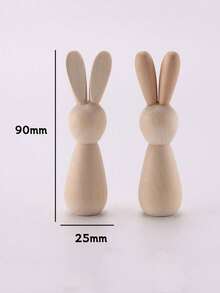 3件/9件套木制兔子DIY绘画套装，手绘工艺装饰，颜料，木制兔子，画笔，创意手工用品，返校季，毕业季，派对活动，有意义的节日礼物 - 兔子 - 查看 8