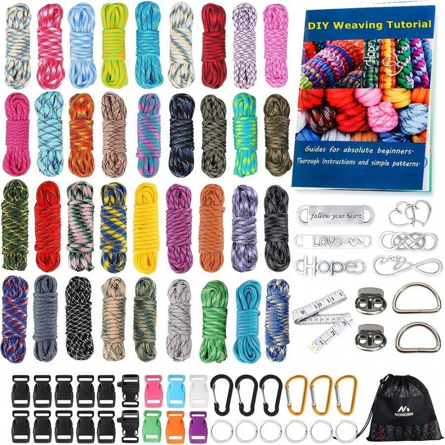 10m Colorful Polyester Rope, 4mm Diameter, Multi-Purpose Outdoor Emergency Rope, Suitable For Tents, Handmade Bracelets, Clotheslines, Tent Accessories - Multicolor - View 1