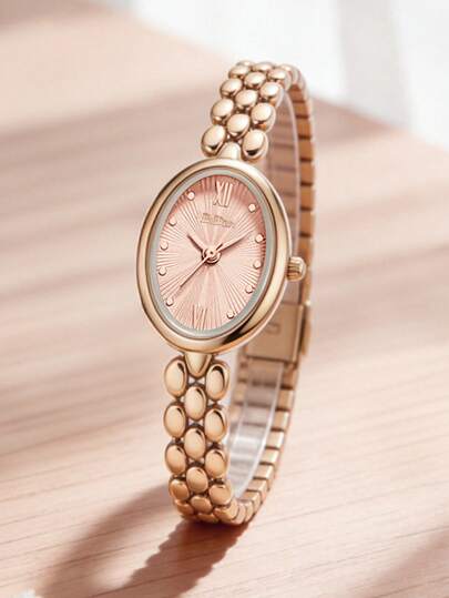 BIDEN 1Piece Oval Vintage Style, Fashionable And Elegant, Quartz Women's Watch, Elegant, Fashionable, Delicate, Compact Perfect For Everyday Wear, Birthday Gifts, Parties, Holiday Gatherings, And As The Ideal Gift For Yourself Or Friends