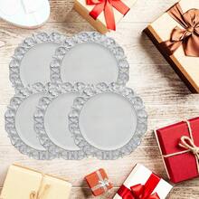 13\ Antique White Charger Plates, Set Of 6 Plastic Textured Chargers For Dinner Plates With Embossed Rim, Table Décor, Party, Wedding, Holiday - FD03W - View 7