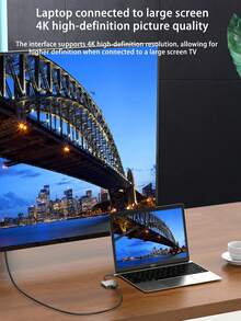 三合一多功能适配器，Type-C 转高清电视转换器，Thunderbolt 3 转 4K 高清电视输出，配备 USB 3.0 端口和 USB-C 充电端口，兼容 MacBook Pro/Air、Galaxy S8/S9、笔记本电脑及其他设备，支持 PD 充电 USB 集线器 - 彩色 - 查看 9