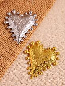 1枚复古不对称心形波点不锈钢胸针，时尚配饰，女士适用，优雅别致，适合派对、晚宴、度假等场合，可搭配西装外套、连衣裙、大衣。 - 彩色 - 查看 3