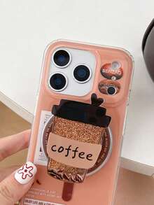 1 Piece Of Niche Quicksand Coffee Cup Magnetic Phone Holder, Extendable And Easy To Carry Desktop Holder, High-End Holder - Coffee Brown - View 6